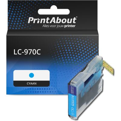 PrintAbout Huismerk vervangt Brother LC-970C Inktcartridge Cyaan
