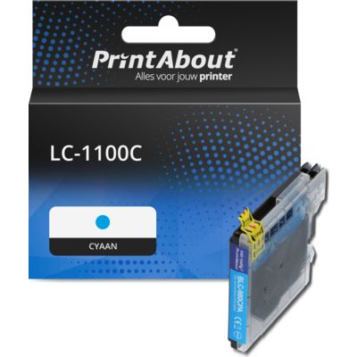 PrintAbout Huismerk vervangt Brother LC-1100C Inktcartridge Cyaan