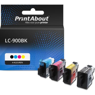 PrintAbout Huismerk vervangt Brother LC-900BK Inktcartridge 4-kleuren Multipack