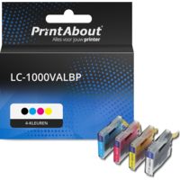 PrintAbout Huismerk vervangt Brother LC-1000VALBP Inktcartridge 4-kleuren Multipack