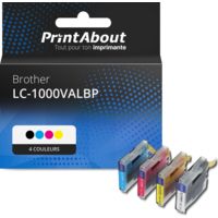 Cartouche compatible Brother LC-1000VALBP - 4 couleurs - Multipack