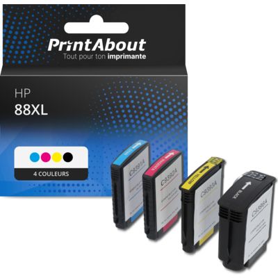 Cartouche compatible HP 88XL (C9396AE) - 4 couleurs - Grande capacité - Multipack