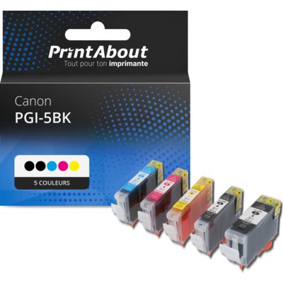 Cartouche compatible Canon PGI-5BK - 5 couleurs - Multipack