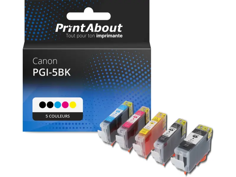 Pack 5 Cartouches D'encre Compatible Canon PGI5 CLI8 – Pour Pixma MP510