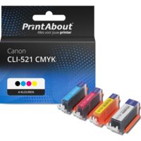 Huismerk Canon CLI-521 CMYK Inktcartridge 4-kleuren Multipack