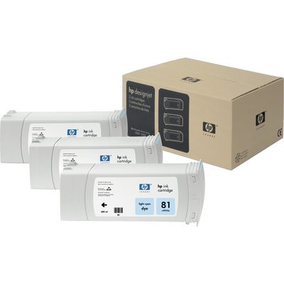 Cartouche d'encre HP 81 (C5070A) 3x Cyan clair - Multipack