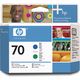 HP 70 (C9408A) - Bleu + vert - Cartouche d'encre