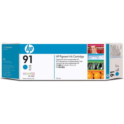 HP 91 (C9467A) - Cyan - Cartouche d'encre
