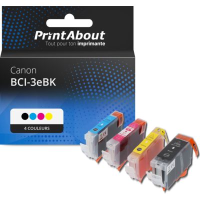 Cartouche compatible Canon BCI-3eBK - 4 couleurs - Multipack