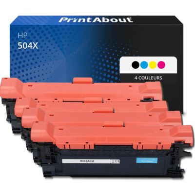 Toner compatible HP 504X (CE250X) - 4 couleurs - Grande capacité - Multipack