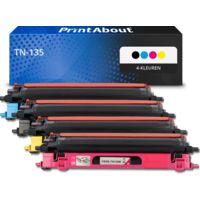 PrintAbout Huismerk vervangt Brother TN-135 Toner 4-kleuren Multipack Hoge capaciteit