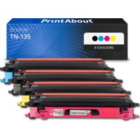 Toner compatible Brother TN-135 - 4 couleurs - Grande capacité - Multipack