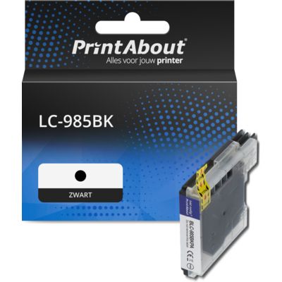 PrintAbout Huismerk vervangt Brother LC-985BK Inktcartridge Zwart
