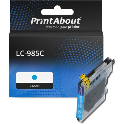 PrintAbout Huismerk vervangt Brother LC-985C Inktcartridge Cyaan