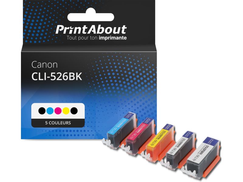Jeu De Cartouches D'encre Compatibles Canon PGI525 BK / CLI526 BK,C,M,Y - 4 Couleurs