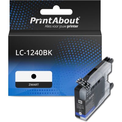 PrintAbout Huismerk vervangt Brother LC-1240BK Inktcartridge Zwart