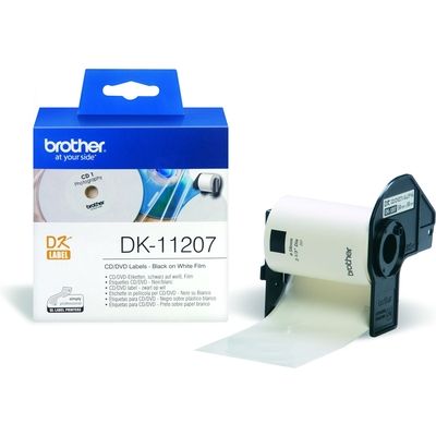Brother DK-11207 Etiket Zwart op wit (58 mm x 58 mm) (DVD/CD)