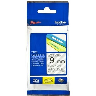 Brother TZe-121 - (9 mm) - Noir sur transparent - Ruban