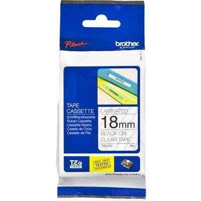 Brother TZe-141 - (18 mm) - Noir sur transparent - Ruban