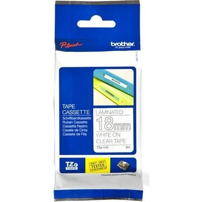 Brother TZe-145 - (18 mm) - Blanc sur transparent - Ruban