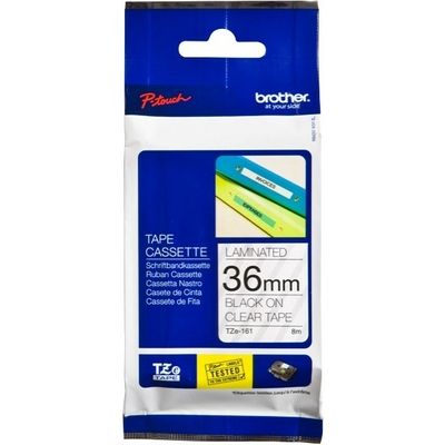 Brother TZe-161 - (36 mm) - Noir sur transparent - Ruban