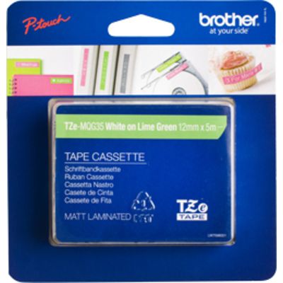 Brother TZe-MQG35 - (12 mm) - Blanc sur vert citron - Ruban