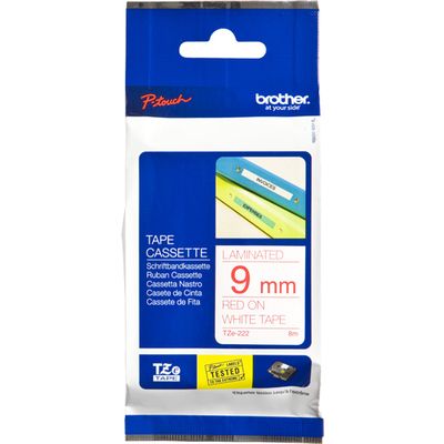 Brother TZe-222 - (9 mm) - Rouge sur blanc - Ruban