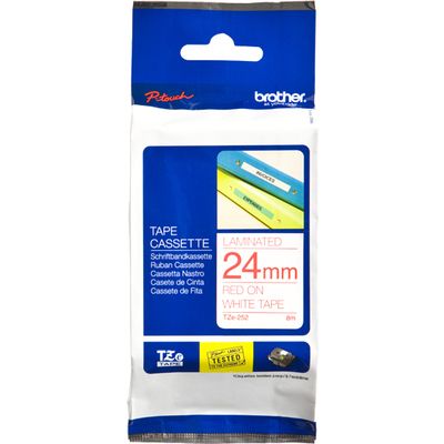 Brother TZe-252 - (24 mm) - Rouge sur blanc - Ruban