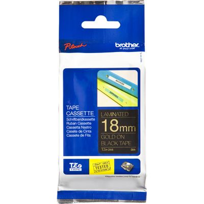 Brother TZe-344 - (18 mm) - Or sur noir - Ruban
