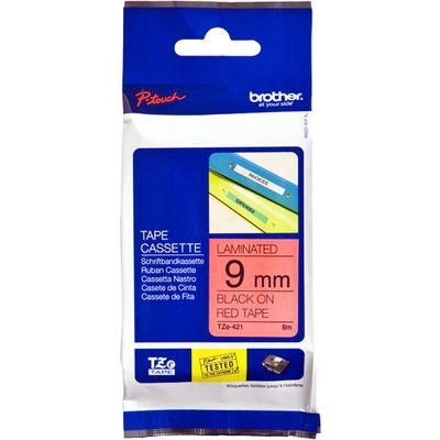 Brother TZe-421 - (9 mm) - Noir sur rouge - Ruban