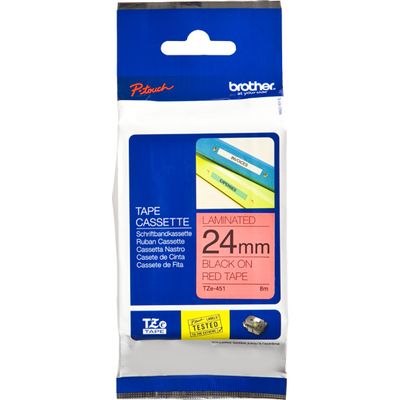 Brother TZe-451 - (24 mm) - Noir sur rouge - Ruban