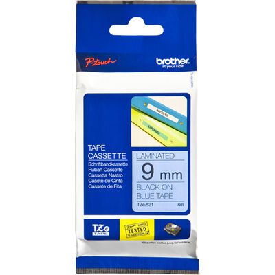 Brother TZe-521 - (9 mm) - Noir sur bleu - Ruban
