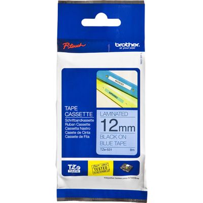 Brother TZe-531 - (12 mm) - Noir sur bleu - Ruban