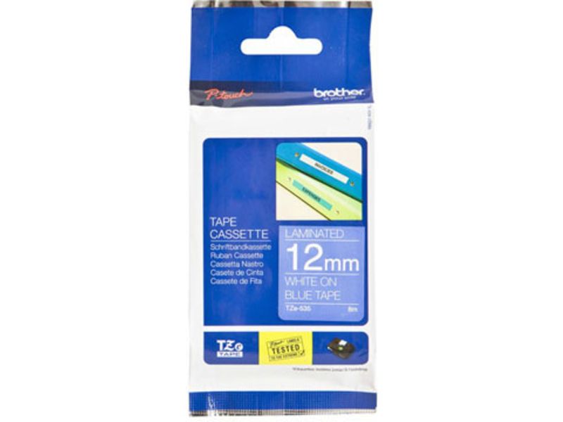 Brother Tze-535 labelprinter-tape Wit op blauw