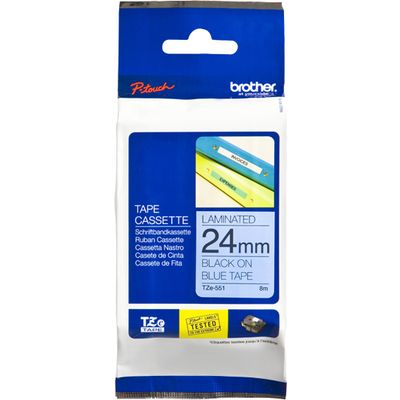 Brother TZe-551 - (24 mm) - Noir sur bleu - Ruban