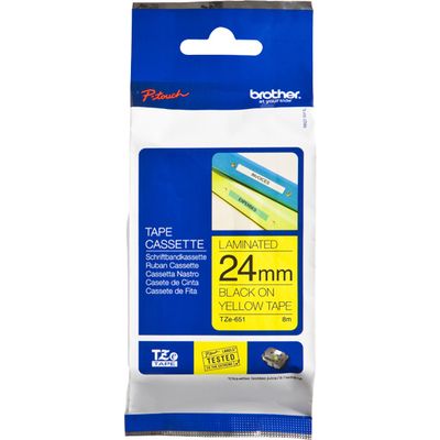 Brother TZe-651 - (24 mm) - Noir sur jaune - Ruban
