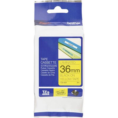 Brother TZe-661 - (36 mm) - Noir sur jaune - Ruban