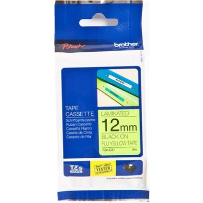 Brother TZe-C31 - (12 mm) - Noir sur jaune - Ruban
