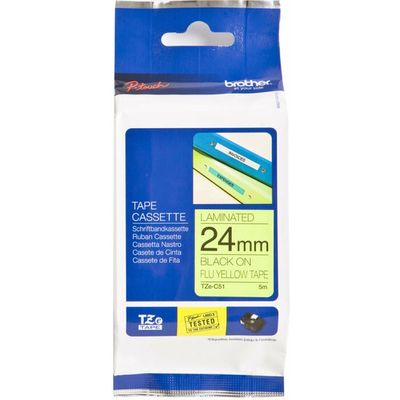 Brother TZe-C51 - (24 mm) - Noir sur jaune - Ruban