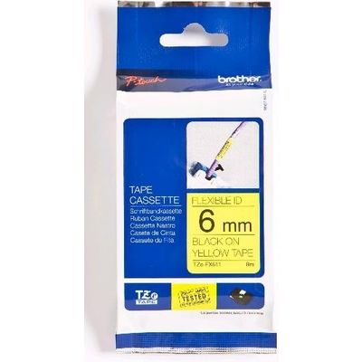 Brother TZe-FX611 Tape Zwart op geel (6 mm)