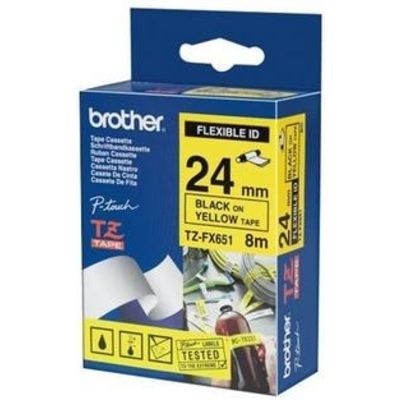 Brother TZe-FX651 - (24 mm) - Noir sur jaune - Ruban