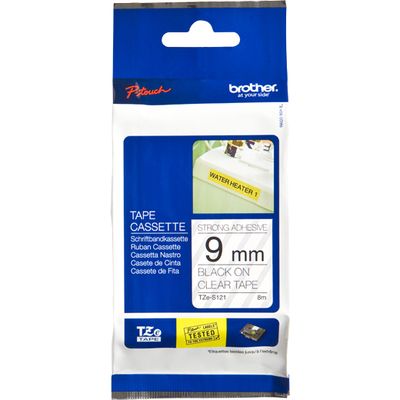 Brother TZe-S121 - (9 mm) - Noir sur transparent - Ruban