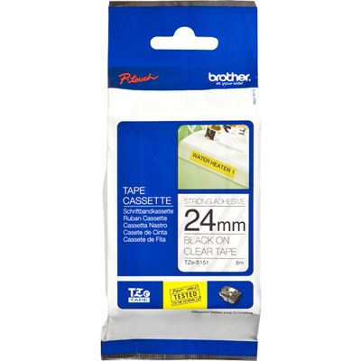Brother TZe-S151 - (24 mm) - Noir sur transparent - Ruban