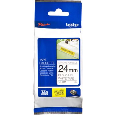 Brother TZe-S251 - (24 mm) - Noir sur blanc - Ruban