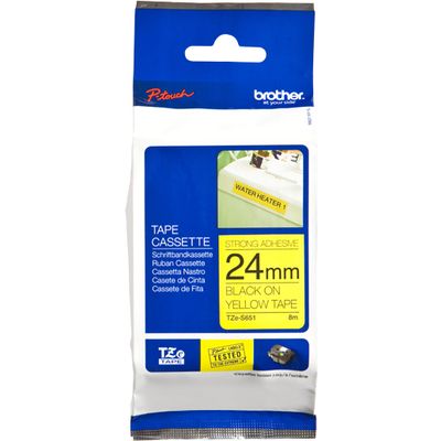 Brother TZe-S651 - (24 mm) - Noir sur jaune - Ruban