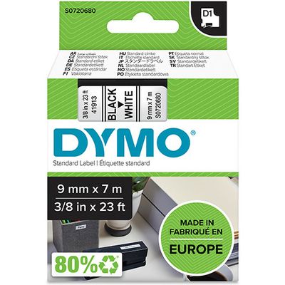 Dymo 40913 (S0720680) - (9 mm) - Noir sur blanc - Ruban