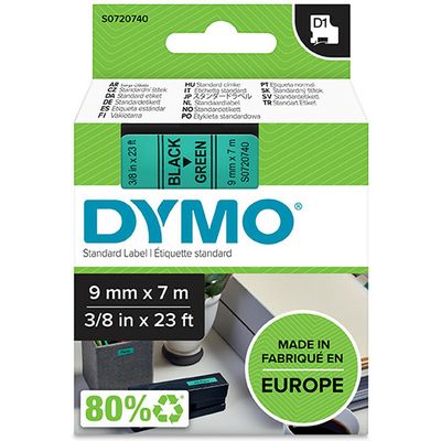 Dymo 40919 (S0720740) Tape Zwart op groen (9 mm)
