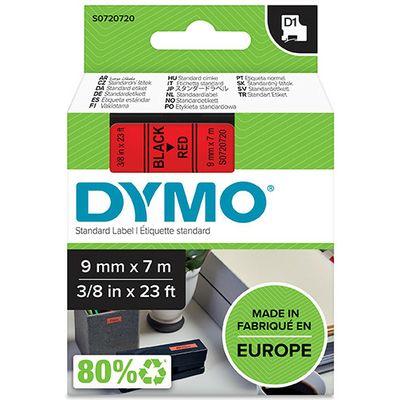 Dymo 40917 (S0720720) Tape Zwart op rood (9 mm)
