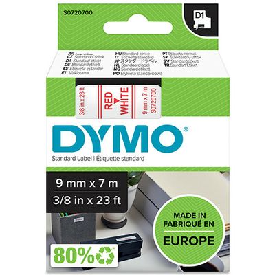 Dymo 40915 (S0720700) Tape Rood op wit (9 mm)