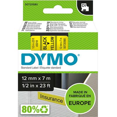Dymo 45018 (S0720580) Tape Zwart op geel (12 mm)